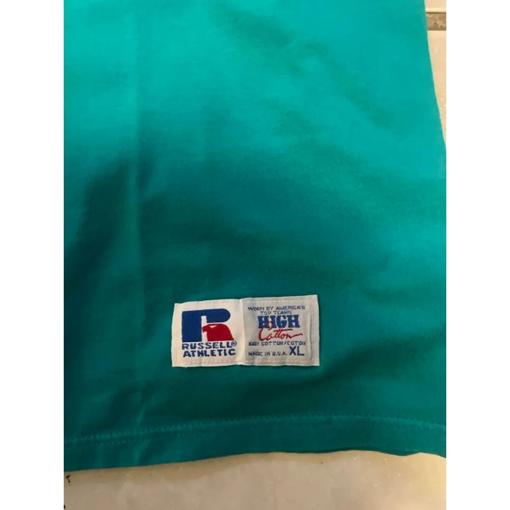 Russell Athletic High Cotton Long Sleeve Shirt XL Teal Made in USA